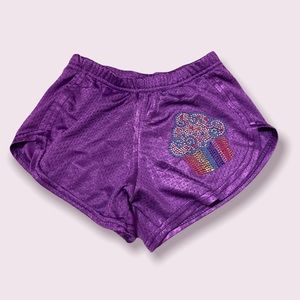 Girls Athletic Shorts with Cupcake crystal design SZ YS EUC
